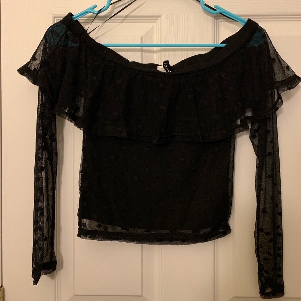 long sleeve mesh crop top
